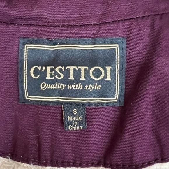 C’esstoi Mulberry Anorak Jacket Womens Faux Fur Lining And Front Tie size small - Picture 5 of 12